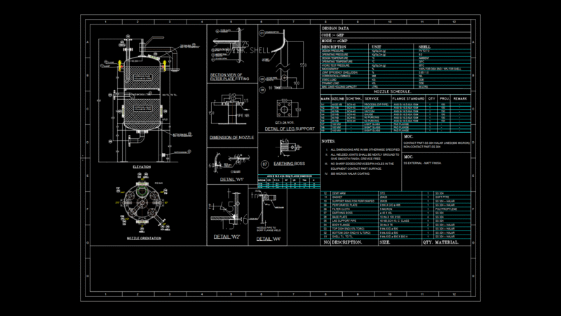 60-Liter SS304 HALAR-Lined Chemical Reactor Fabrication Detail