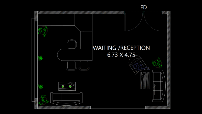 Restaurant Reception Floor Plan with Integrated Lounge furniture