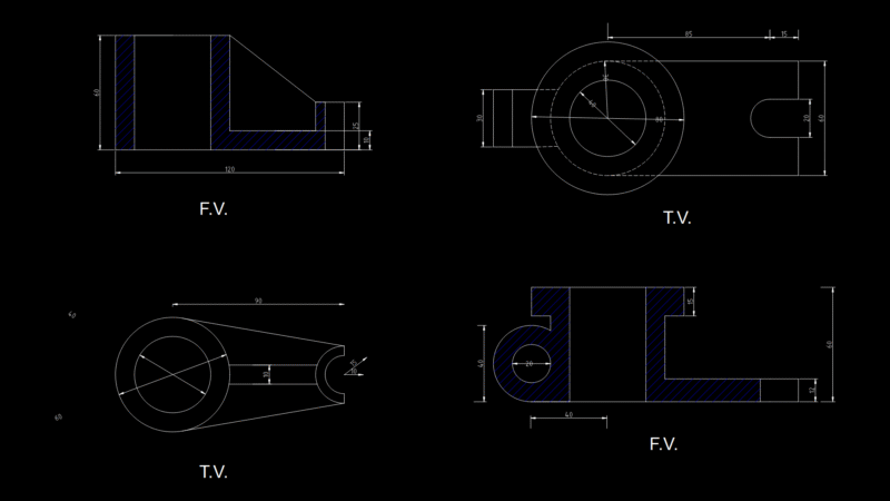 L-Shaped Bracket and Circular Connector Assembly Detail Drawing