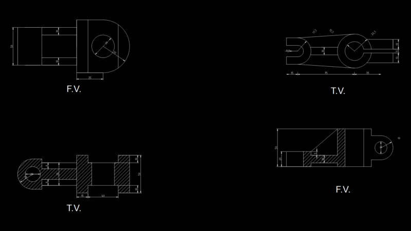 Mechanical Clevis Connector Detail Drawing with Top and Front views