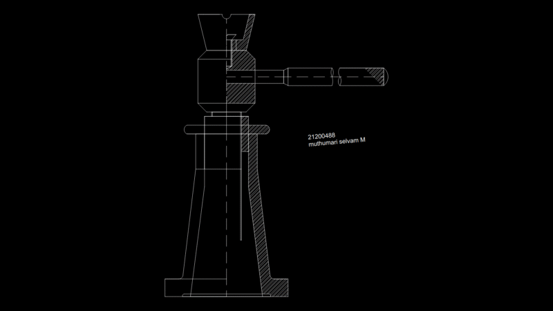 Mechanical Screw Jack Assembly Section Drawing with Threaded Lift