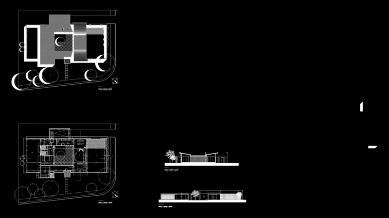 Single-Family House Plans with Cross-Sections and Roof layout