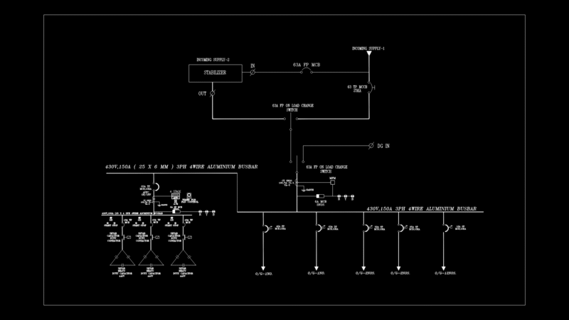 Single Line Diagram for 430V 3-Phase Power Distribution System