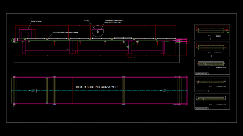 10-Meter Industrial Sorting Conveyor Assembly with SKF Bearings