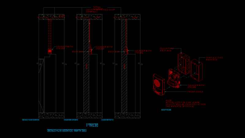 Fire Alarm Sounder with strobe Detail Drawing – Installation Methods