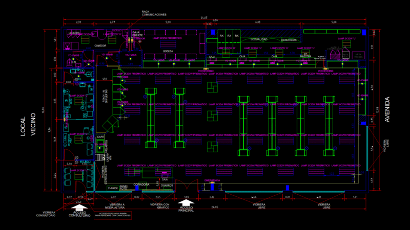 Pharmacy Floor Plan with Integrated Lighting System for Los Portales