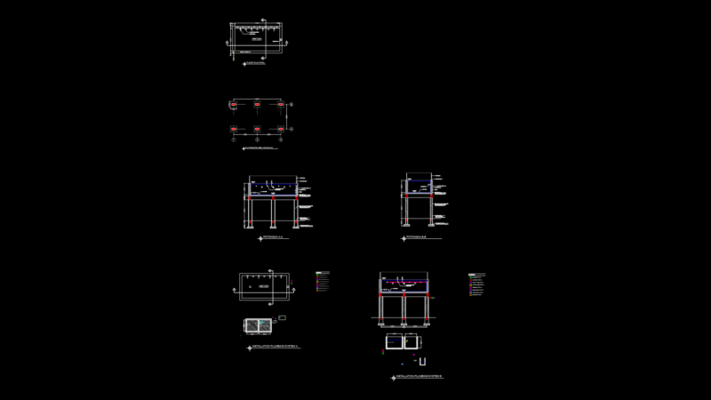 Swimming Pool Construction Plan with Hydraulic Systems & Sections