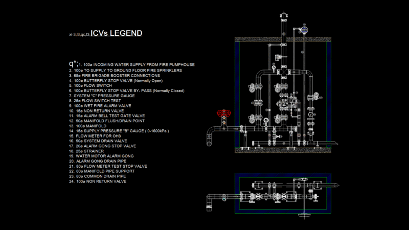 OH3 Fire Sprinkler Control Valve Assembly Detail Drawing