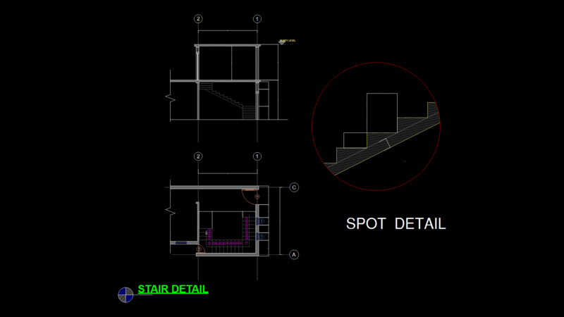 Residential Steel-Framed Staircase Section and Plan Detail