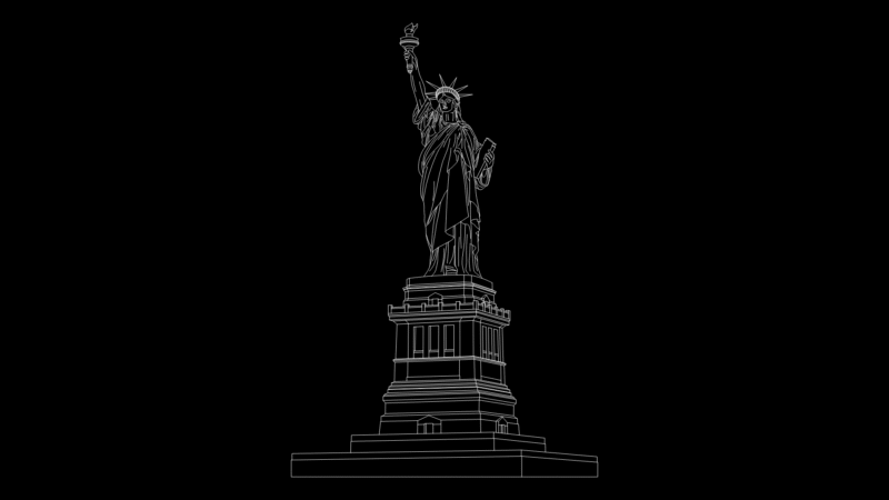 Statue of Liberty 2D Elevation Drawing with Pedestal Detail