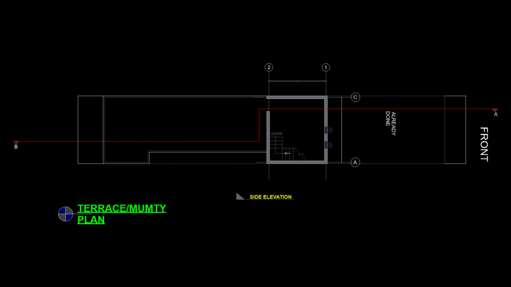 Residential Rooftop Terrace and Mumty Plan with Stair Access