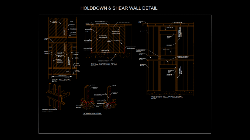 Residential Shear Wall Holddown Connection Detail Drawing Set