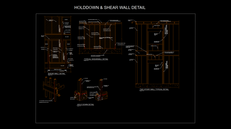 Residential Shear Wall Holddown Connection Detail Drawing Set