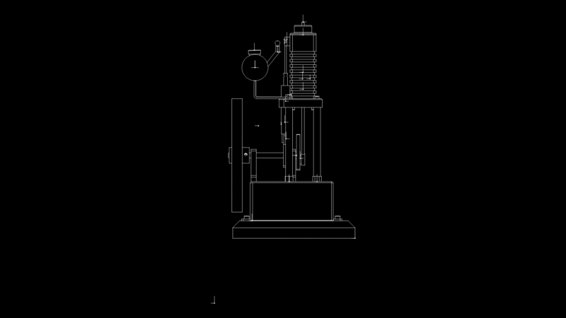 VM3 Single-Cylinder Engine Rear Elevation Technical Drawing