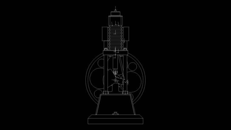 VM3 Vertical Steam Engine Left Elevation Technical Drawing