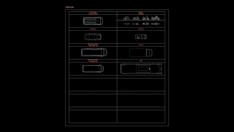 Commercial Vehicle Reference Block Plan with Top-View Schematics