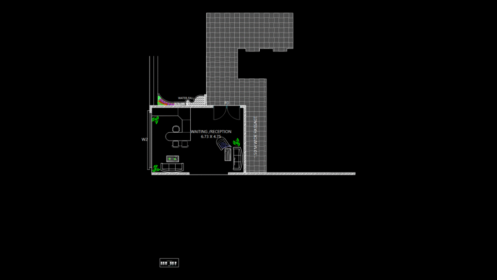 Commercial Reception Floor Plan with Window-Door Integration Detail