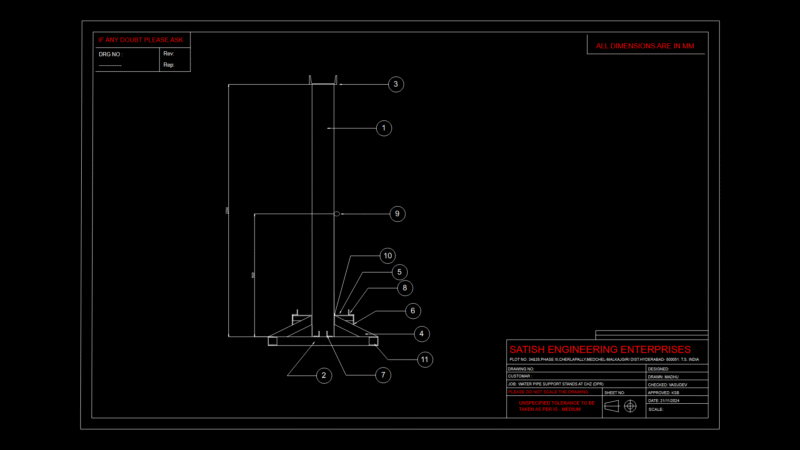 Water Pipe Support Stand Detail Drawing for CHZ Installation