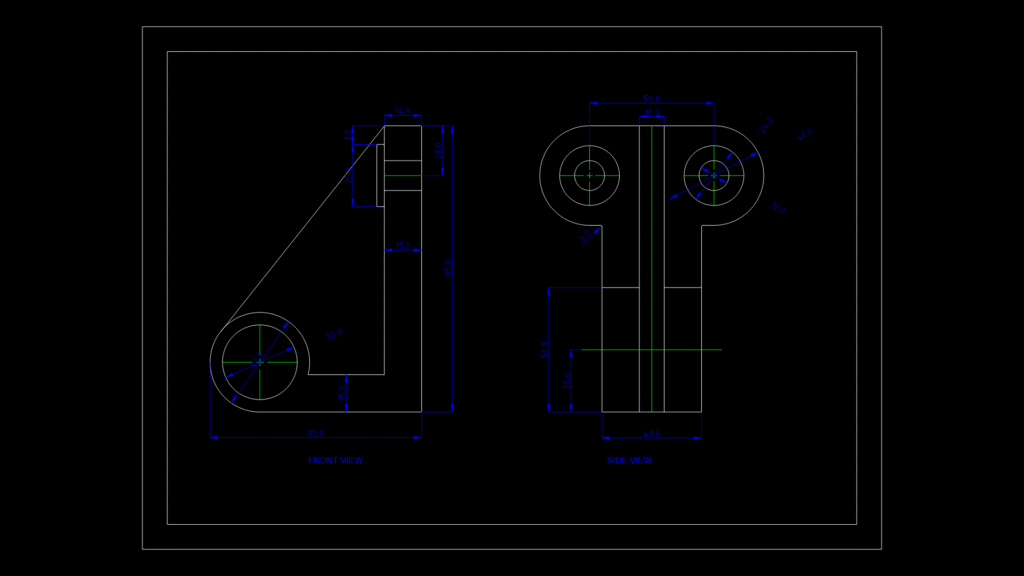 Mechanical Frame Support bracket Detail with Twin Mounting Holes