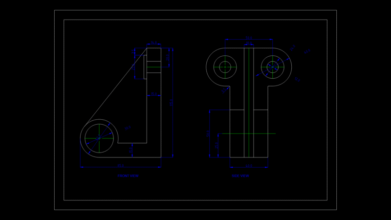 Mechanical Frame Support bracket Detail with Twin Mounting Holes