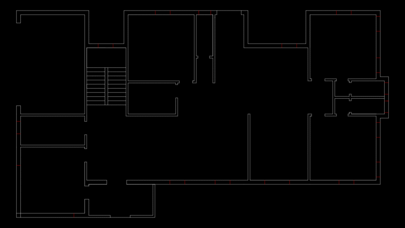 Residential Ground Floor Wall Plan with Triple Window Layout
