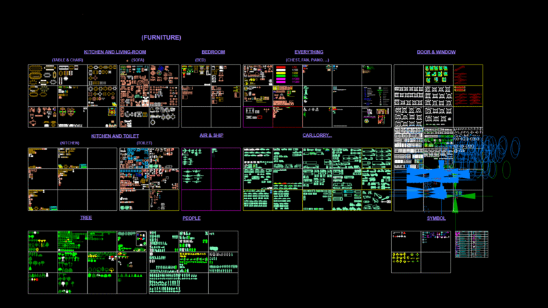 Multilingual Library Interior Design Block Collection for AutoCAD