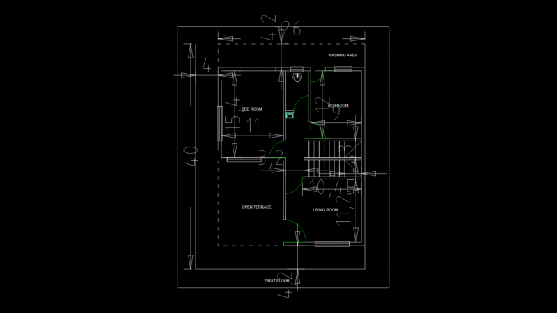Residential First Floor Plan with Open Terrace and dual Bedrooms
