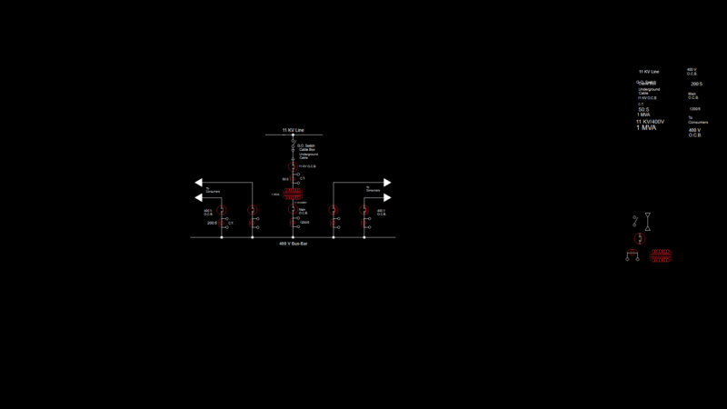 11kV/400V Power distribution Single-Line Diagram With CTs