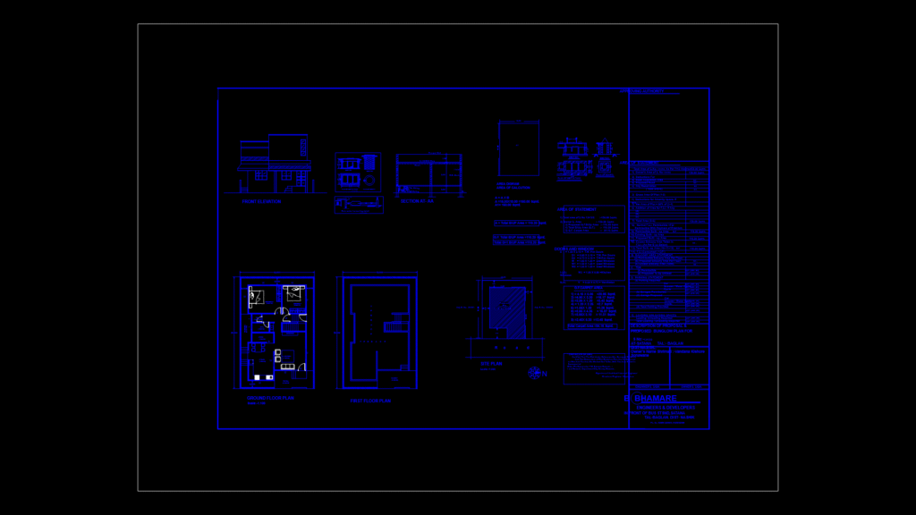 Single-Story Residential Bungalow Floor Plan with Rainwater Harvesting