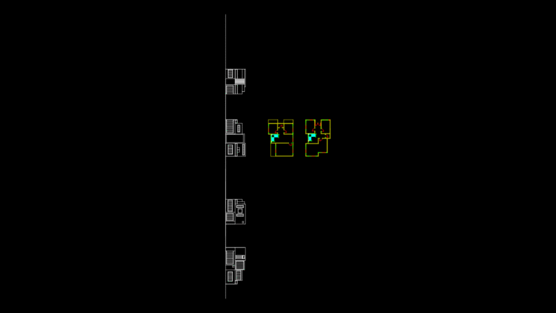 Two-Story residential Villa Floor Plan with Structural Columns