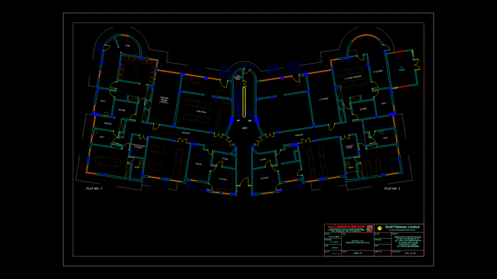 Commercial Office Floor Plan With Dual Apartment Layout and IT Infrastructure