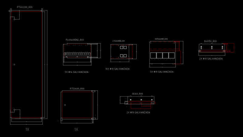 Electrical Panel Components Detail Drawing with Galvanized Fixings