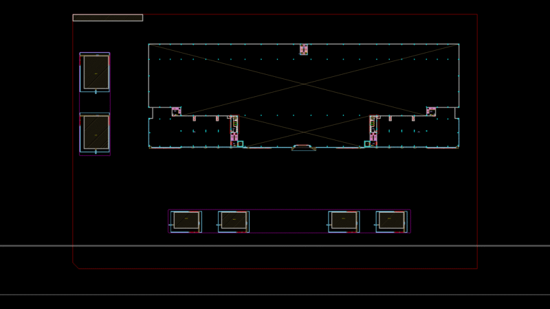 First Floor Base Plan with Drive-Thru Areas and Vertical Circulation