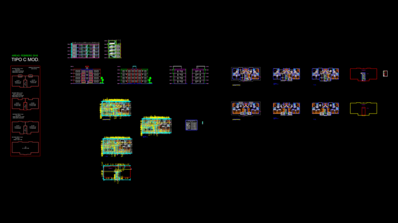 Four-Story Residential building Floor Plans & Elevations – Type CMOD