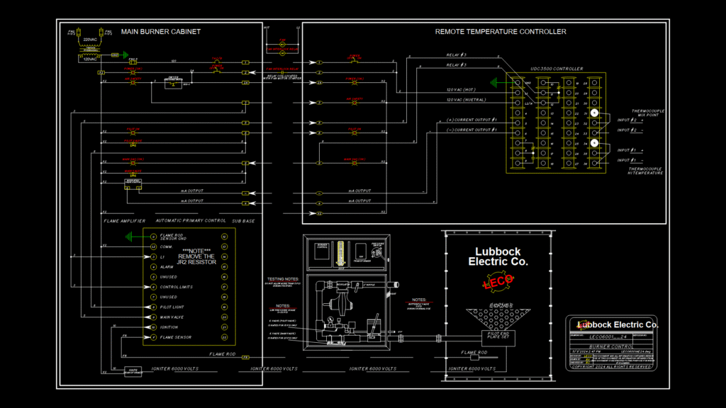 Industrial Burner control System Schematic with UDC3500 Controller
