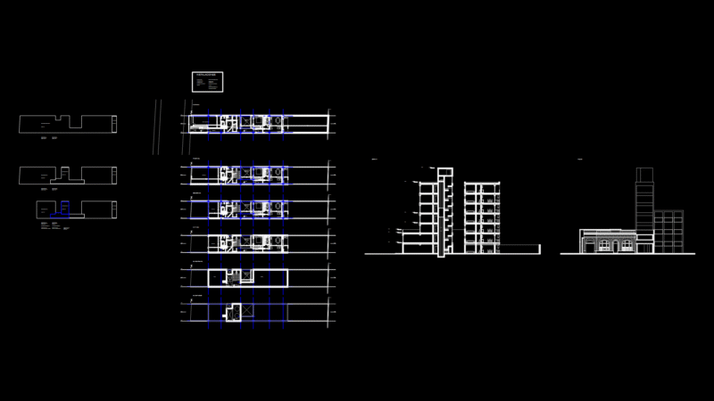 Mixed-Use Building Floor Plans, Section & Elevation Drawings