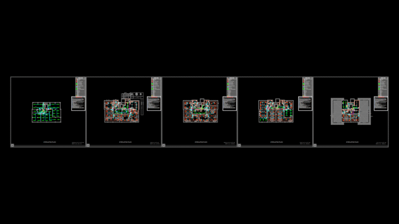 Multi-Floor Building Lighting Plan with Emergency systems