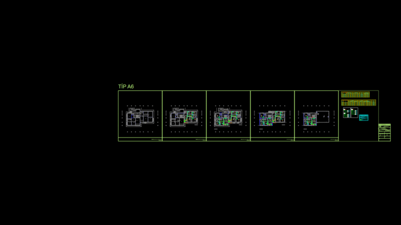 Multi-Floor HVAC Plan for Type A6 Residential Block with Split ac Units