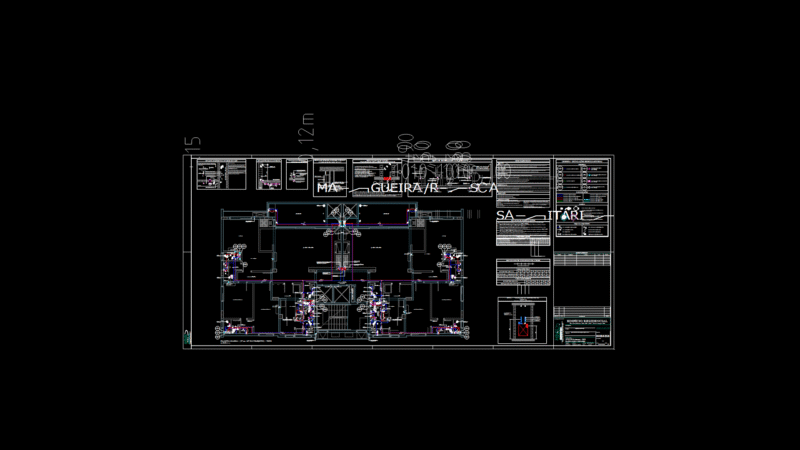 Multi-Unit Residential Plumbing Plan with Detailed Risers