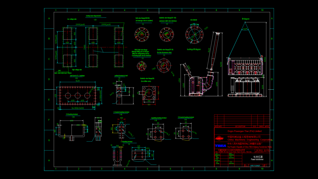 Power Transformer Technical Detail Drawing for Thar Coal-Fired Plant