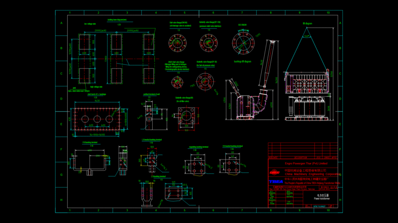Power Transformer Technical Detail Drawing for Thar Coal-Fired Plant