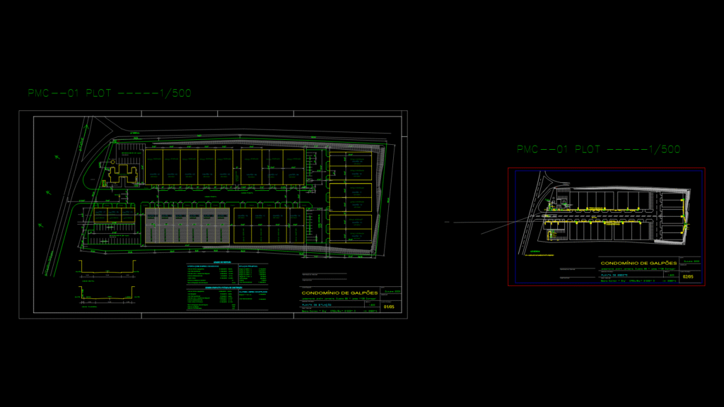 Site Plan for Industrial Warehouse Complex with Sewage System