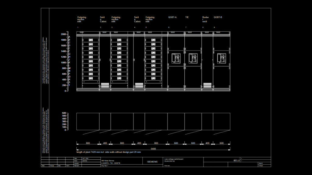 SIVACON S4 Low-Voltage Switchboard Front View Layout Drawing