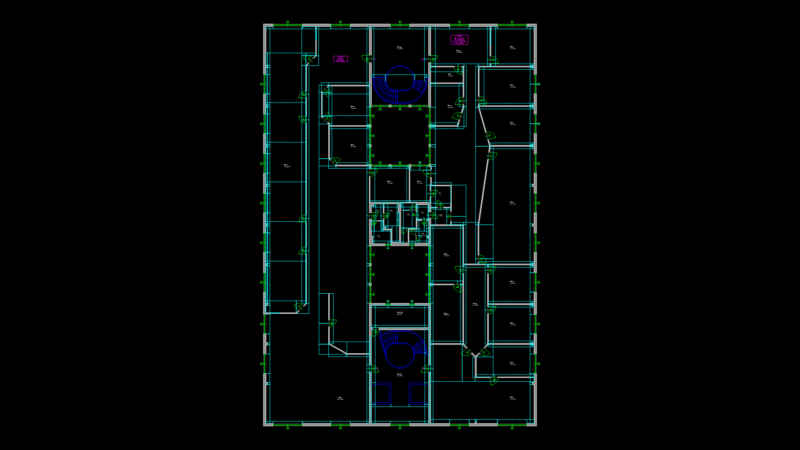 Upper Floor Plan for Multi-Unit Residential Building with Courtyards