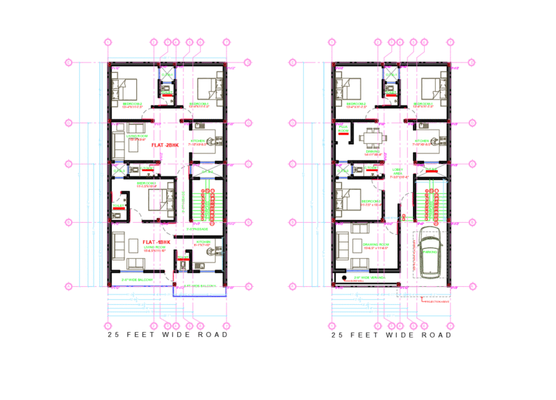29 x 55 feet house plan in autocad