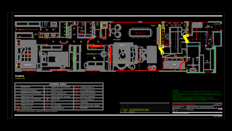 Apartment Electrical Plan with Power and Data Points Layout