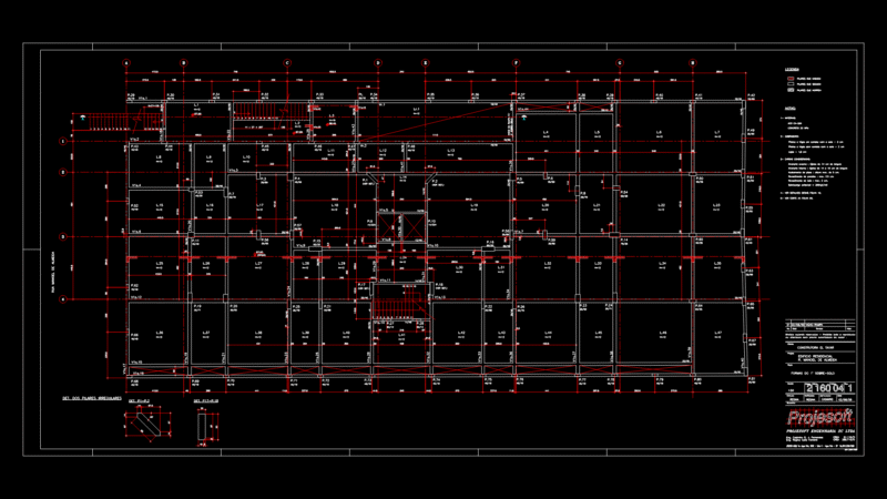 Commercial Building Foundation Plan with Structural Grid Layout