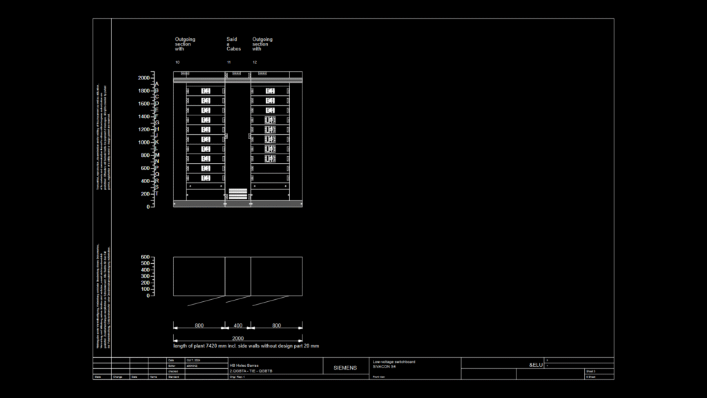 Elevation Drawing: SIVACON S4 Low-Voltage Switchboard Front View