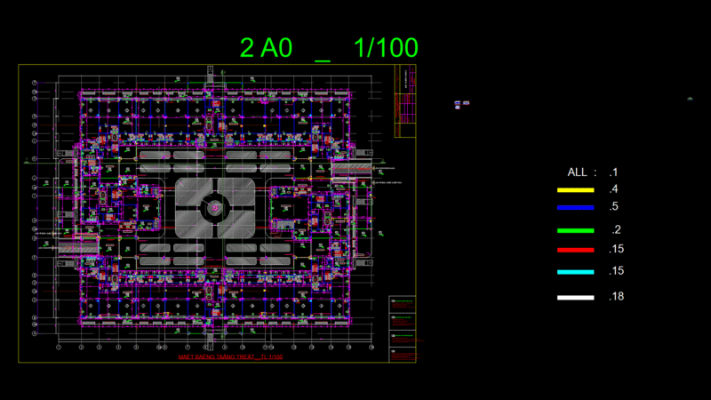 Ground Floor Plan for Multi-Building Apartment Complex at 1:100