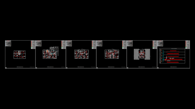 Multi-Floor Addressable Fire Detection System Plan with Loop Circuitry
